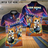 BlueJose Bowling And Pins Funny Cute Cat Strike Customized Name, Team Name 3D Shirt For Kids