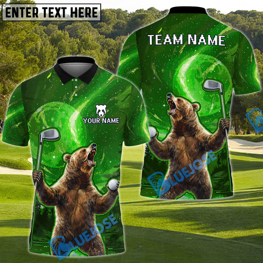 BlueJose Savage Bear Golf Polo Shirt Customized Name, Team Name 3D Shirts (4 Colors)
