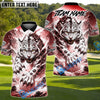BlueJose Snow Leopard Golf Polo Shirt Customized Name, Team Name 3D Shirts (4 Colors)