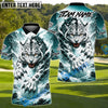 BlueJose Snow Leopard Golf Polo Shirt Customized Name, Team Name 3D Shirts (4 Colors)