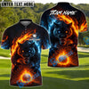 BlueJose Blazing Wolf Strike Golf Polo Shirt Customized Name, Team Name 3D Shirts (4 Colors)