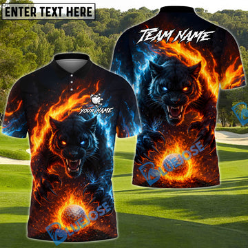BlueJose Blazing Wolf Strike Golf Polo Shirt Customized Name, Team Name 3D Shirts (4 Colors)