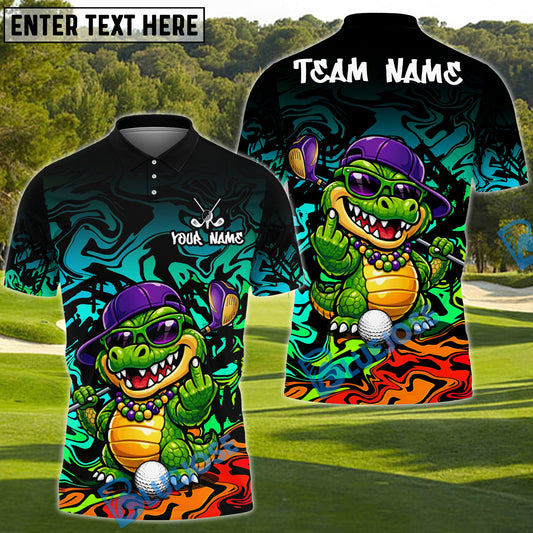BlueJose Savage Gator Swing Golf Polo Shirt Customized Name, Team Name 3D Shirts (4 Colors)