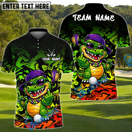 BlueJose Savage Gator Swing Golf Polo Shirt Customized Name, Team Name 3D Shirts (4 Colors)