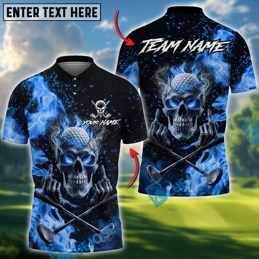 BlueJose Badass Skull Golf Polo Personalized Name, Team Name 3D Shirt (4 Colors)