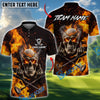 BlueJose Badass Skull Golf Polo Personalized Name, Team Name 3D Shirt (4 Colors)