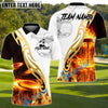 BlueJose Flame Drive Disc Golf Polo Personalized Name, Team Name 3D Shirt (4 Colors)