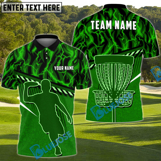 BlueJose Disc Golf Fire Flame Player Silhouette Personalized Name, Team Name 3D Shirt (4 Colors)