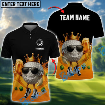 BlueJose King Of Golf And Beer Polo Customized Name, Team Name Shirts
