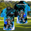 BlueJose Fire Strike Wolf Disc Golf Polo Personalized Name, Team Name 3D Shirt (4 Colors)