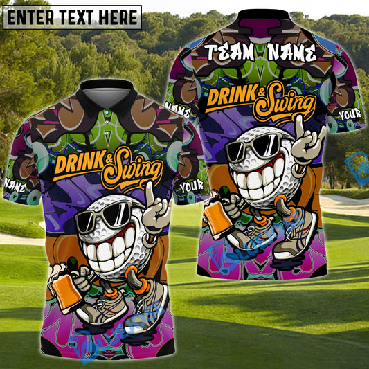 BlueJose Street Golf Drinker Golf Polo Personalized Name, Team Name 3D Shirt (4 Colors)