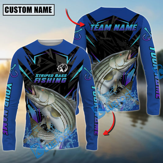 Bluejose Striped Bass Fishing Neon Sport Jersey Style Custom Name & Team Name 3D Shirts
