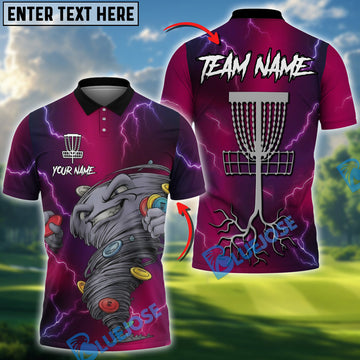 BlueJose Strike Flight Disc Golf Polo Personalized Name, Team Name 3D Shirt (4 Colors)