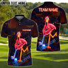 BlueJose Neon Flamingo Night Golf Polo Personalized Name, Team Name 3D Shirt (4 Colors)