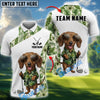 BlueJose Cute Dog Green Tropical Golf Polo Personalized Name, Team Name 3D Shirt