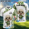 BlueJose Cute Dog Green Tropical Golf Polo Personalized Name, Team Name 3D Shirt