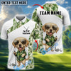 BlueJose Cute Dog Green Tropical Golf Polo Personalized Name, Team Name 3D Shirt