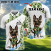 BlueJose Cute Dog Green Tropical Golf Polo Personalized Name, Team Name 3D Shirt
