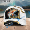 BlueJose Fishing White Marble & Gold Trim Splash Heartbeat Line Personalized Cap (13 Breeds)