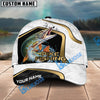 BlueJose Fishing White Marble & Gold Trim Splash Heartbeat Line Personalized Cap (13 Breeds)