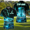 BlueJose Lightning Strike Disc Golf Polo Personalized Name, Team Name 3D Shirt (4 Colors)