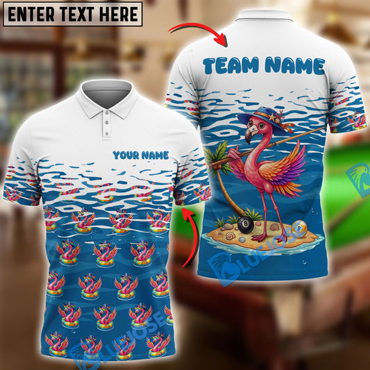 BlueJose Billiards 8-Ball 9-Ball Cute Flamingo Summer Vibe Personalized Shirt