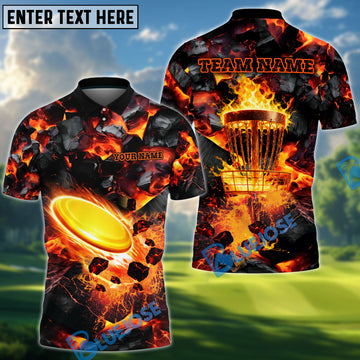 BlueJose Blazing Disc Golf Polo Personalized Name, Team Name 3D Shirt (4 Colors)