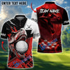 BlueJose Crimson Fury T-Rex Golf Polo Personalized Name, Team Name 3D Shirt (4 Colors)
