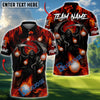 BlueJose Flaming Reaper Strike Golf Polo Personalized Name, Team Name 3D Shirt (4 Colors)