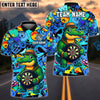 BlueJose Darts Crocodile Tough Cartoon Dartboard Design Personalized Name, Team Name Unisex Shirt (4 Colors)