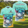 BlueJose Funny Bruh Golfer Polo Personalized Name, Team Name 3D Shirt (4 Colors)