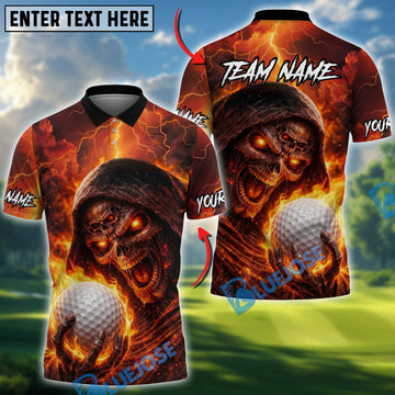 BlueJose Blazing Reaper Golf Shirt Personalized Name, Team Name 3D Shirt (4 Colors)
