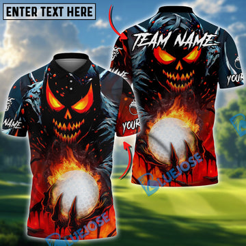 BlueJose Golf Evil Pumpkin Demon Design Customized Name, Team Name Shirts