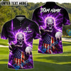 BlueJose Golf Lightning US Flag Skull Design Personalized Name, Team Name 3D Shirt (4 Colors)