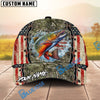 BlueJose Fishing Vintage USA Camo Design Personalized Name Classic 3D Cap (13 Breeds)