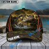 BlueJose Fishing Forest Camo Orange Trim Personalized Cap (13 Breeds)