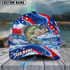 BlueJose Fishing Patriotic Red White Blue Wave Personalized Cap (13 Breeds)