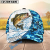 BlueJose Fishing White Blue Camo Circle Splash Personalized Cap (13 Breeds)