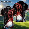 BlueJose Golf Flame Premium Pattern Personalized Name, Team Name 3D Shirt (6 Colors)