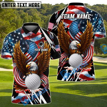 BlueJose Golf American Eagle Patriotic USA Flag Champion Design Customized Name, Team Name 3D Shirt