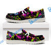BlueJose Billiards 8 Ball Graffiti Paint Splash White Canvas Loafer Shoes