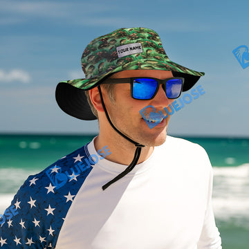 BlueJose Crappie Fish Pattern Custom Name Bucket Hat