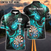 BlueJose Darts Flame Skull Pattern Personalized Name, Team Name Shirt (4 Colors)