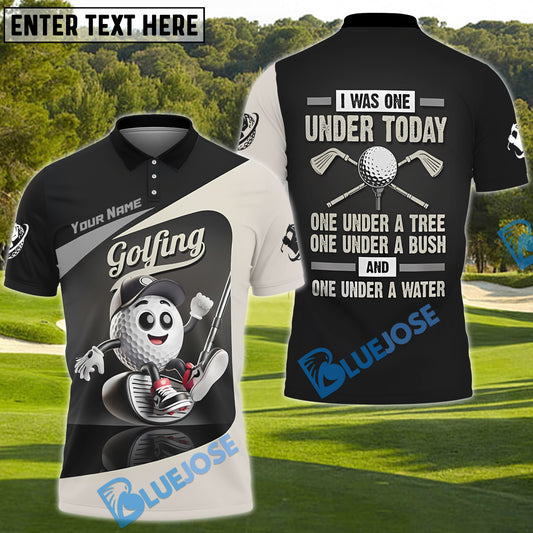 BlueJose I Was One Under Today Funny Golf Polo Shirt, Custom Name Golf 3D Shirts