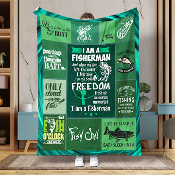 BlueJose I Am A Fisherman Fishing Blanket