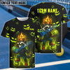 BlueJose Pickleball Neon Raccoon Flame Crown Customized Name & Team Name 3D Shirts