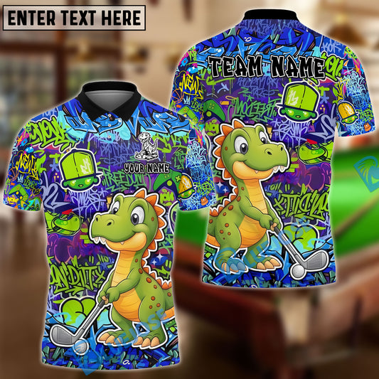 BlueJose Golf Graffiti Cute Dinosaur Personalized Name, Team Name 3D Shirt (4 Colors)