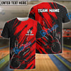 BlueJose Bowling And Pins Color Paint Customized Name, Team Name 3D Shirt (4 Colors)