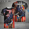 BlueJose Billiards American Flag 9 Ball Player Personalized Name, Team Name Shirt