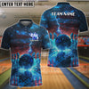 BlueJose Bowling Lightning American Flag Customized Name, Team Name 3D Shirt